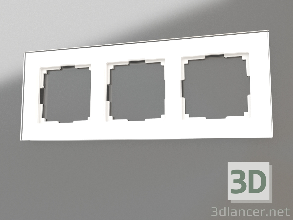 3D Modell Rahmen für 3 Pfosten Favorit (weiß, Glas) - Vorschau
