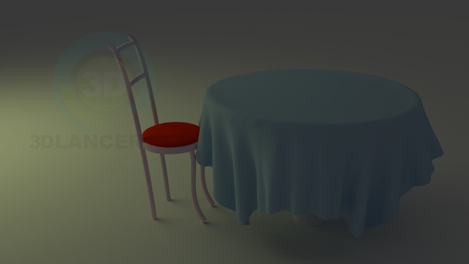 3d модель Стол со стулом(Blender) – превью 3d модель Стол со стулом(Blender) – превью