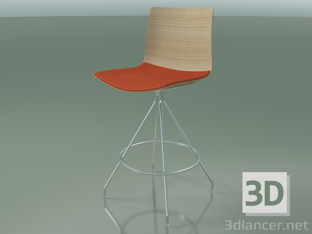 modèle 3D Tabouret de bar 0306 (avec coussin d'assise, chêne blanchi) - preview