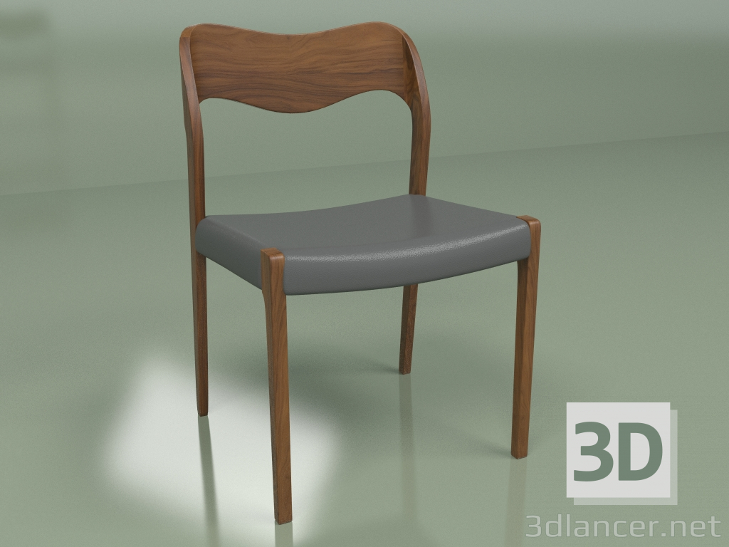 3d model Chair Wide (dark grey, solid walnut) - preview