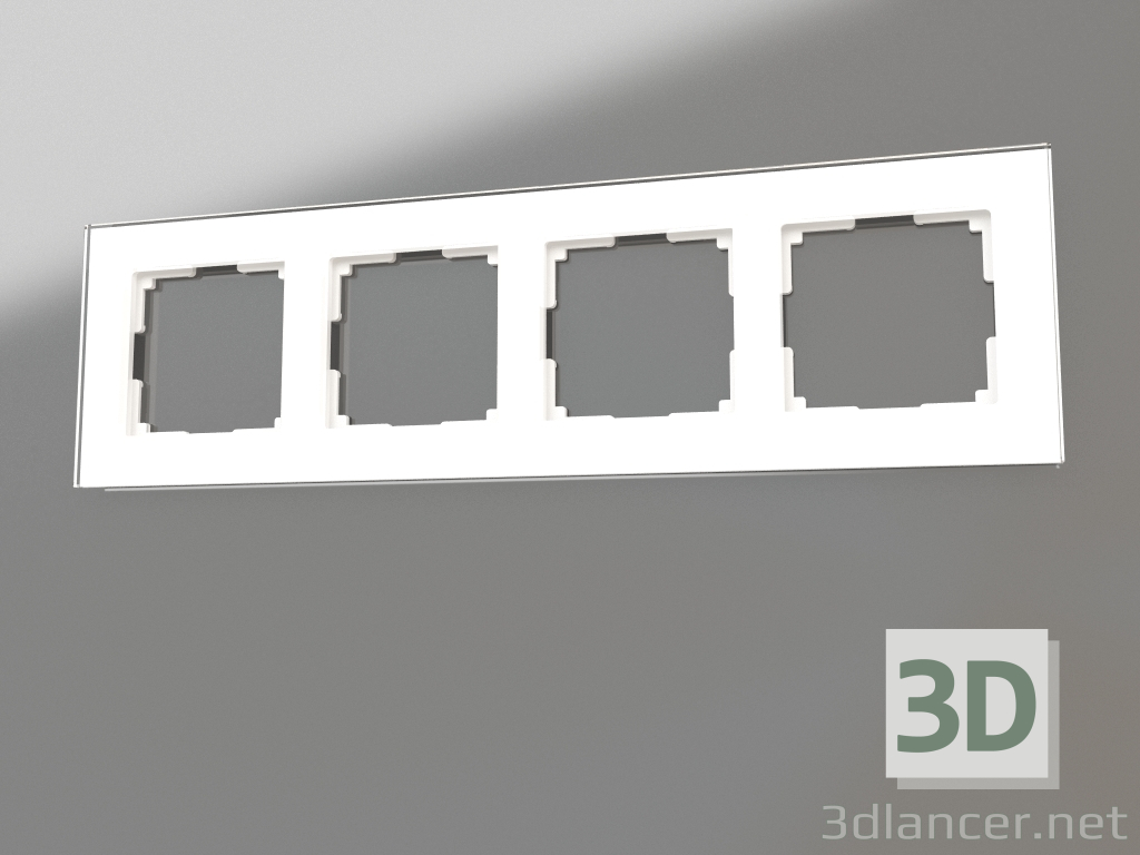 modello 3D Cornice per 4 montanti Favorit (bianco, vetro) - anteprima