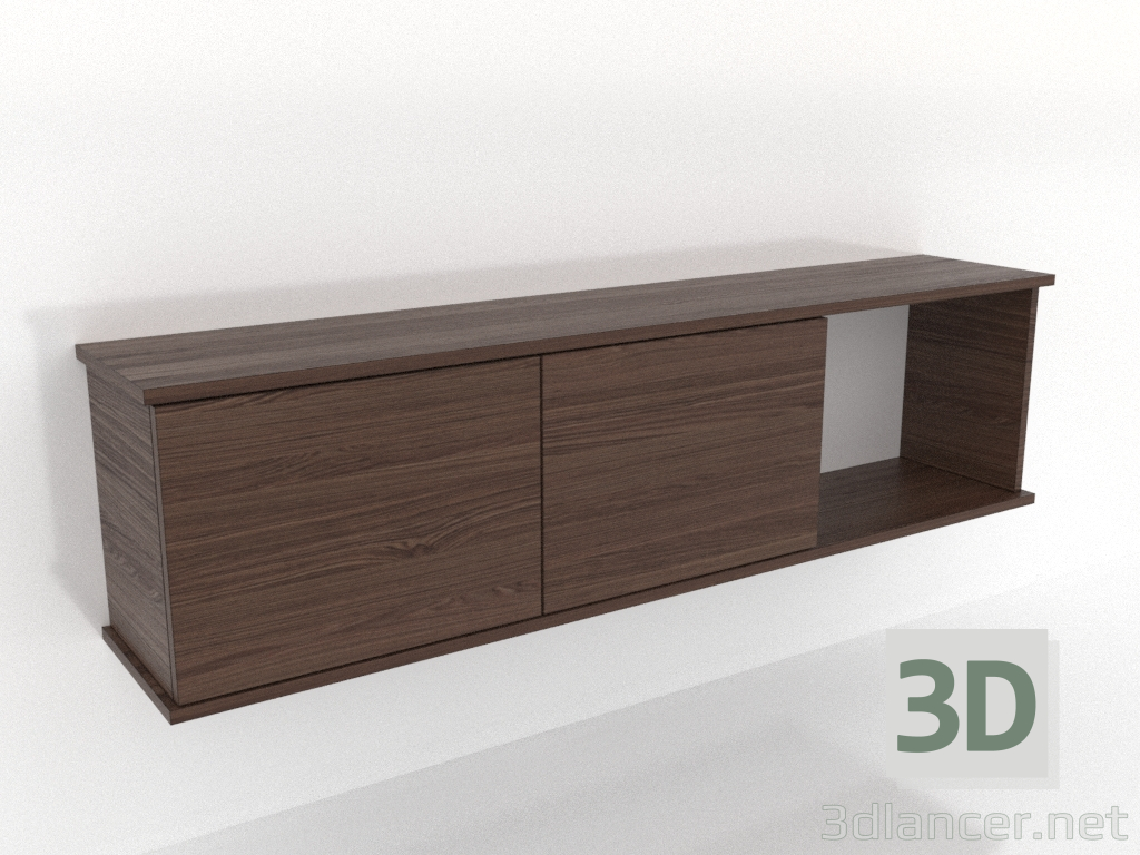 3D Modell Hängeregal SHELF 7 (mit 1 offenen Fach rechts) 1400 mm (Nussbaum dunkel) - Vorschau 3D Modell Hängeregal SHELF 7 (mit 1 offenen Fach rechts) 1400 mm (Nussbaum dunkel) - Vorschau