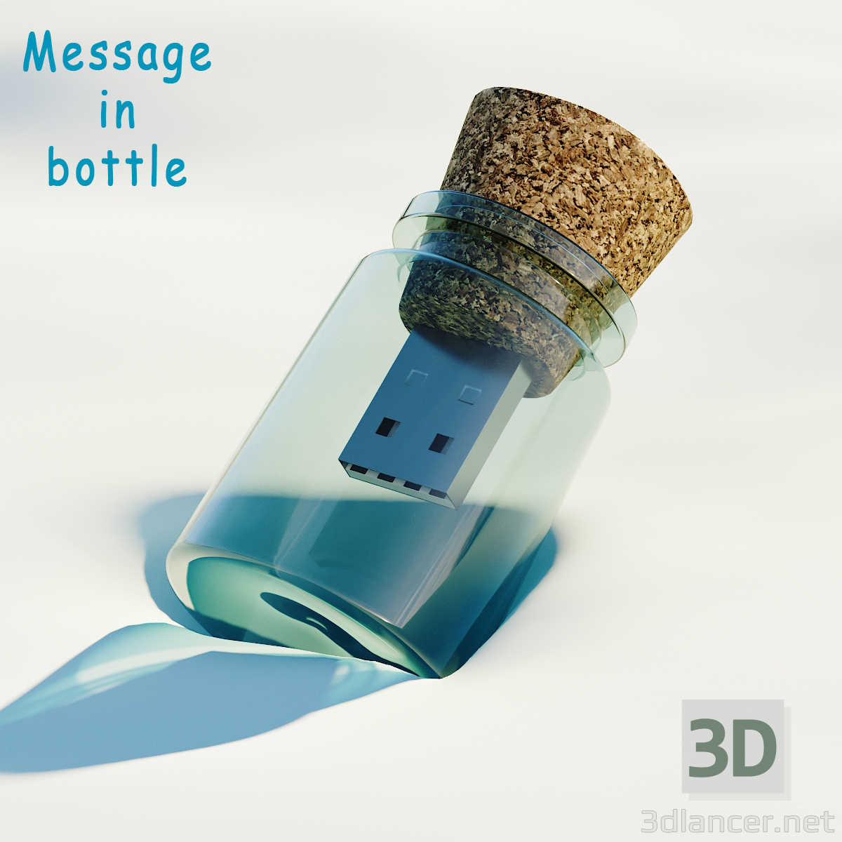Modelo 3d Flash Drive - Mensagem na garrafa - preview