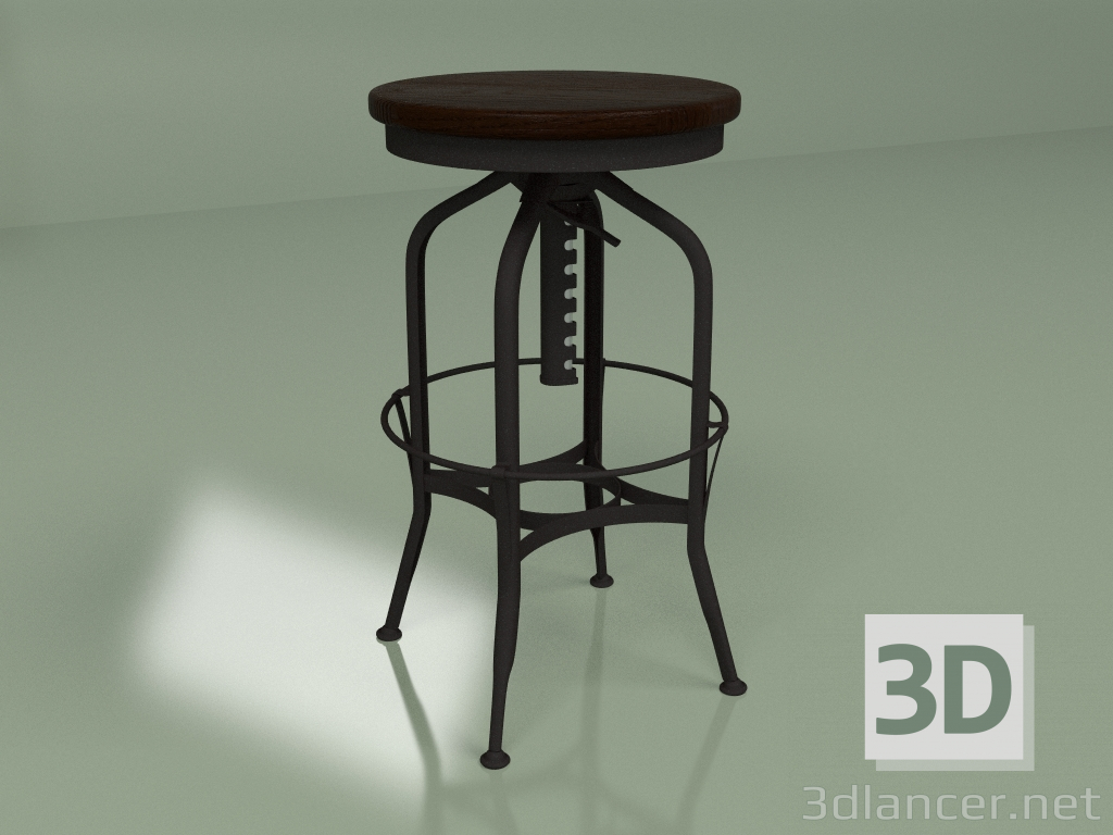 modèle 3D Tabouret de bar Toledo Rondeau sans dossier (marron foncé, acier) - preview