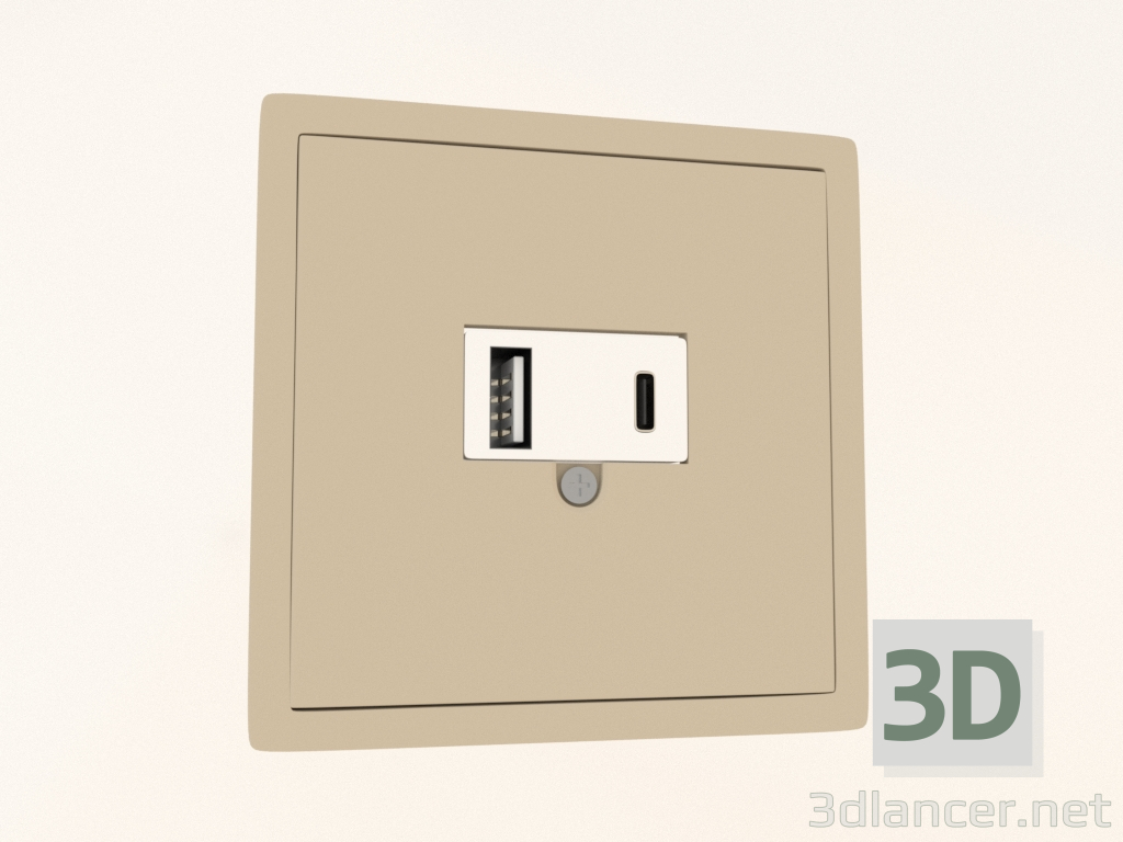 3d model USB charger (3.1A, type A; C, white, matte cashmere, DA27635) R98 - preview