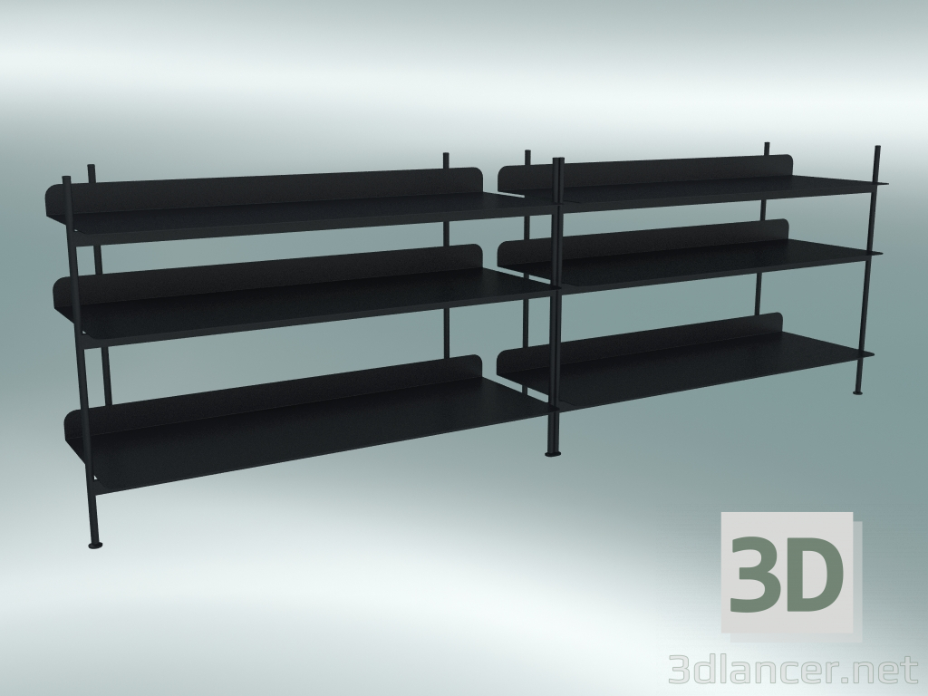3D Modell Racksystem kompilieren (Konfiguration 6, schwarz) - Vorschau