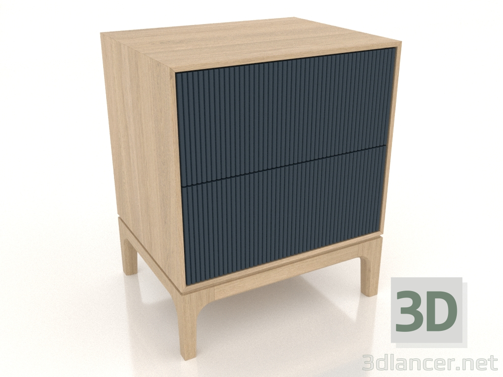 3d model Bedside table FARGO 2 drawers with milled facades (dark cobalt, lightened oak, option 3) - preview 3d model Bedside table FARGO 2 drawers with milled facades (dark cobalt, lightened oak, option 3) - preview