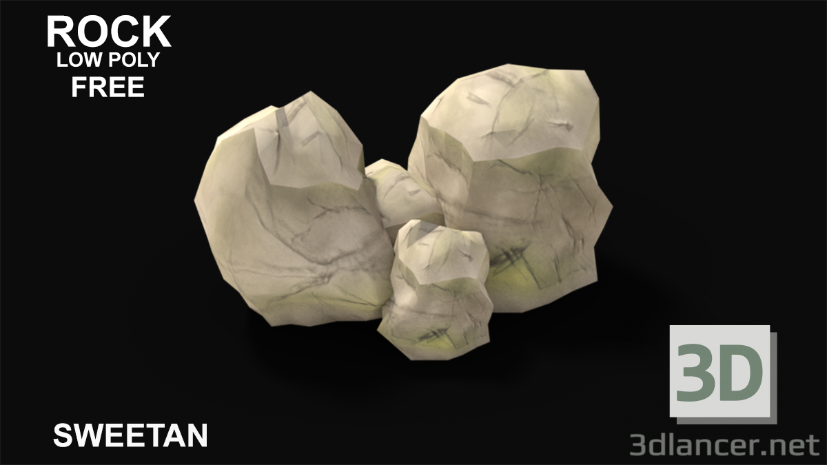 3d model 3D Rock - LOW POLY GAME Asset - preview