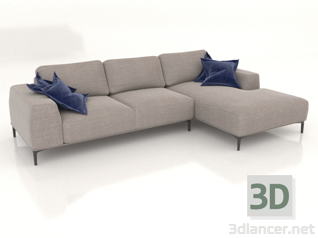 modèle 3D Canapé CLOUD avec pouf (option revêtement 2) - preview