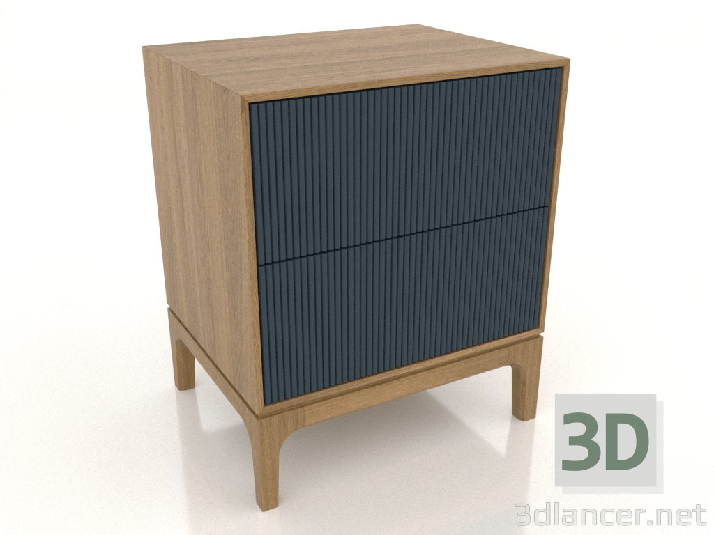3d model Mesita de noche FARGO 2 cajones con frontales fresados (cobalto oscuro, roble natural, opción 3) - vista previa