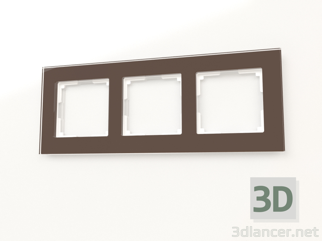 3D Modell Rahmen für 3 Pfosten Favorit (Mokka, Glas) - Vorschau