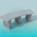 modèle 3D Courbe de banc en pierre - preview