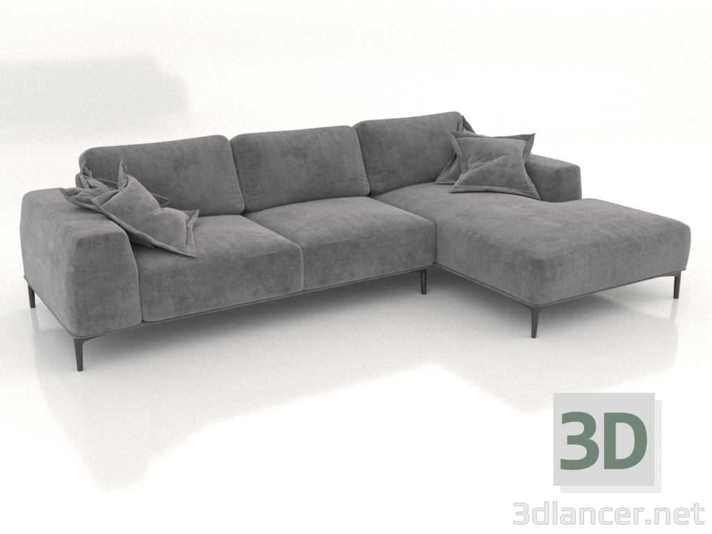 modello 3D Divano CLOUD con pouf (opzione rivestimento 3) - anteprima