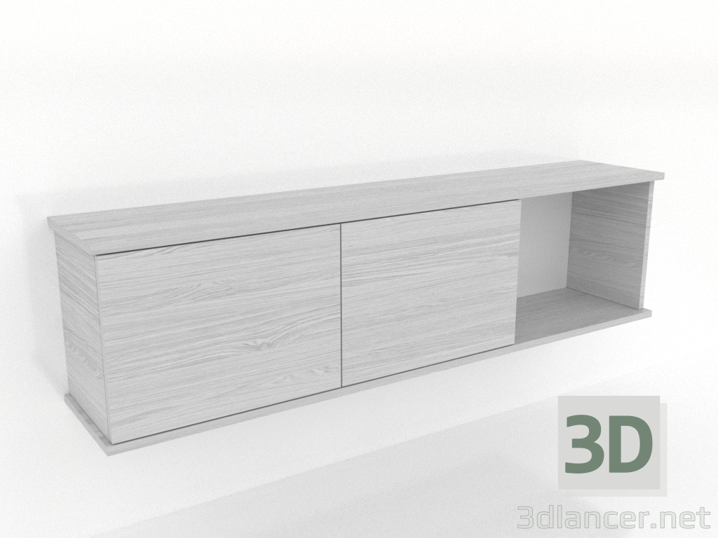 modello 3D Mensola sospesa SHELF 7 (con 1 vano aperto a destra) 1400 mm (bianco RAL 9010) - anteprima modello 3D Mensola sospesa SHELF 7 (con 1 vano aperto a destra) 1400 mm (bianco RAL 9010) - anteprima