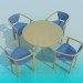 3D Modell Tisch mit Stühlen - Vorschau