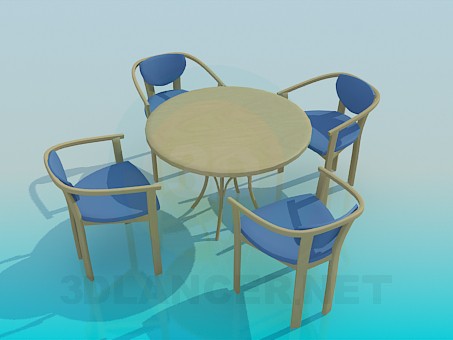 modelo 3D Mesa con sillas - escuchar modelo 3D Mesa con sillas - escuchar