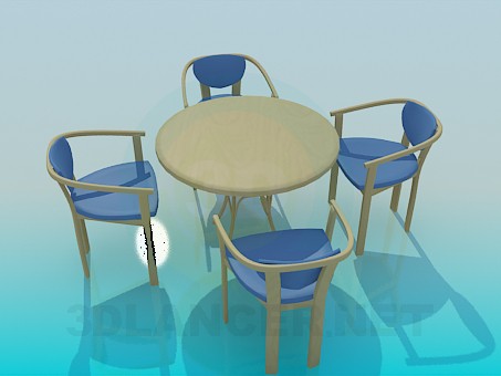 modelo 3D Mesa con sillas - escuchar modelo 3D Mesa con sillas - escuchar