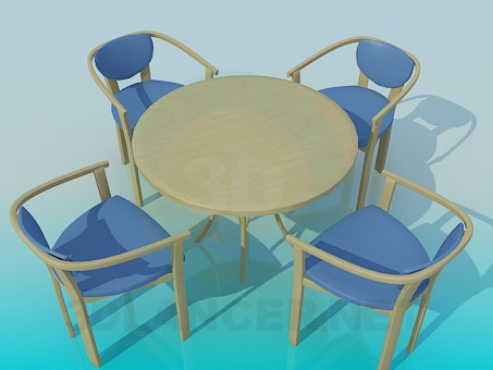 modelo 3D Mesa con sillas - escuchar modelo 3D Mesa con sillas - escuchar