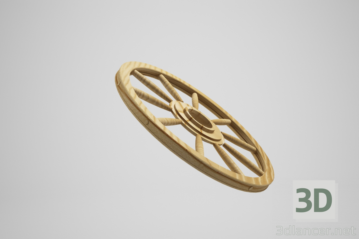3d wood wheel model buy - render