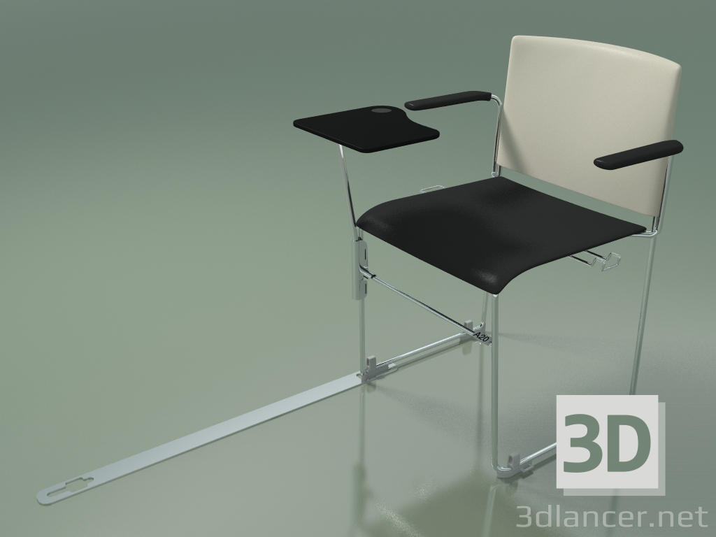 modello 3D Sedia impilabile con braccioli e accessori 6603 (polipropilene avorio con secondo colore, CRO) - anteprima