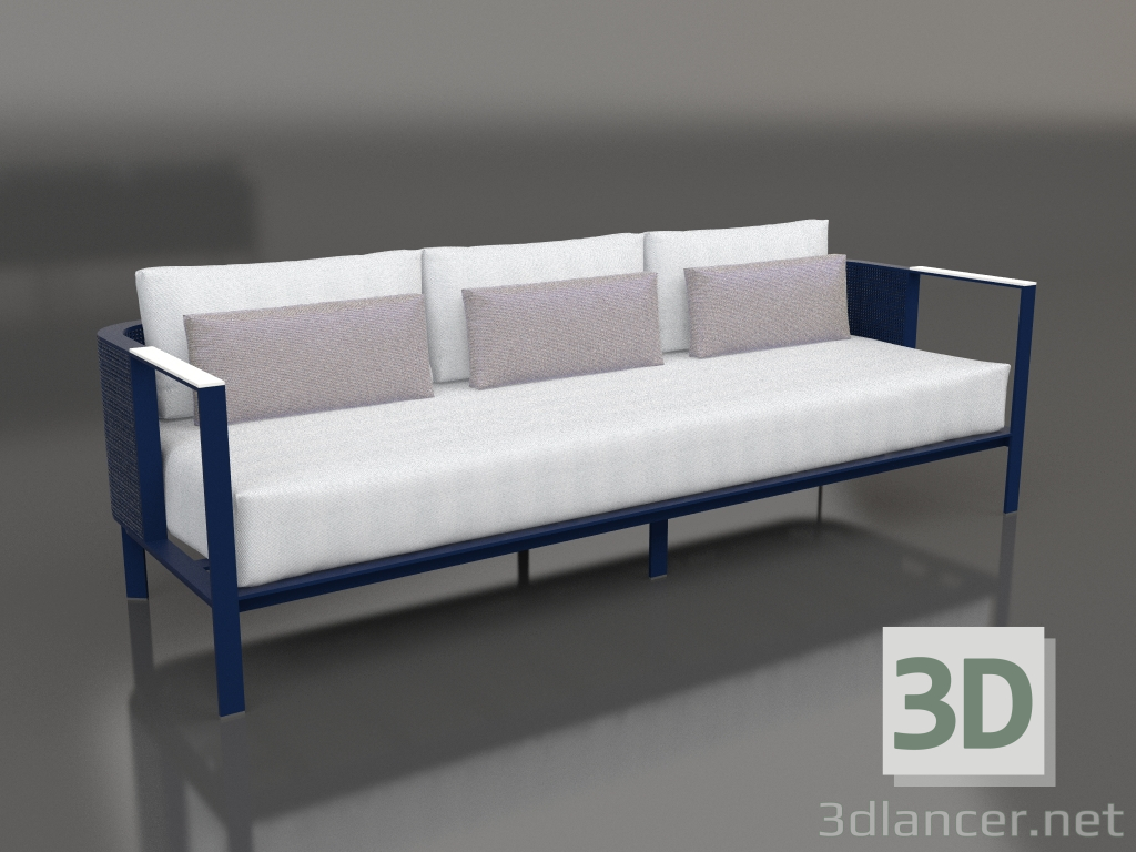 3d model 3-seater sofa (Night blue) - preview