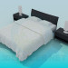 3d model double bed with cupboards - preview