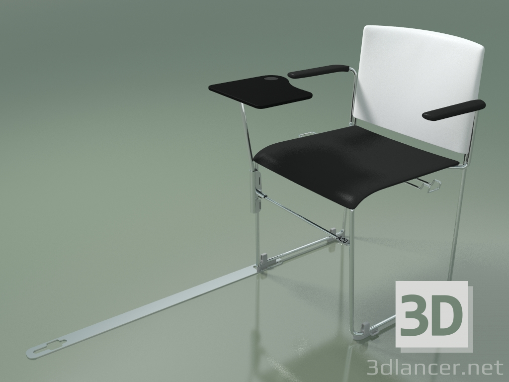 Modelo 3d Cadeira empilhável com braços e acessórios 6603 (polipropileno branco com segunda cor, CRO) - preview
