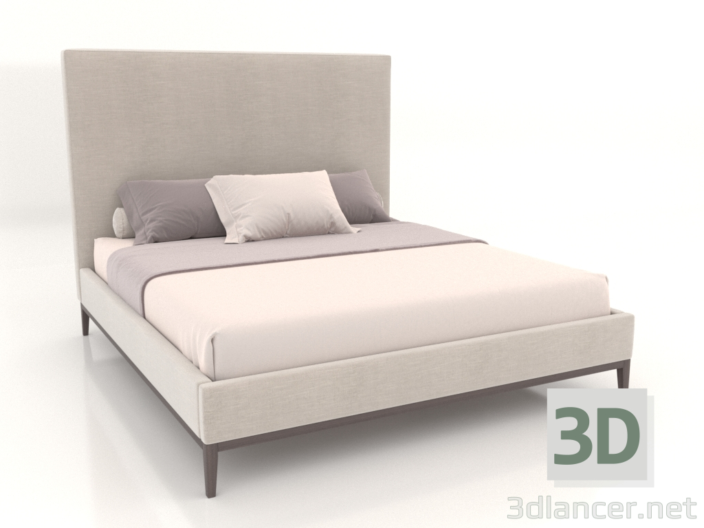 modèle 3D Lit à tête de lit haute non capitonnée Italia - preview