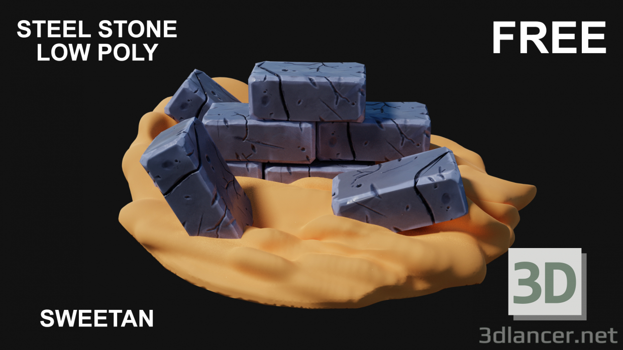 Modelo 3d Pedra de Aço 3D - Low poly - preview