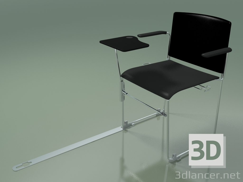 modello 3D Sedia impilabile con braccioli e accessori 6603 (polipropilene nero con secondo colore, CRO) - anteprima
