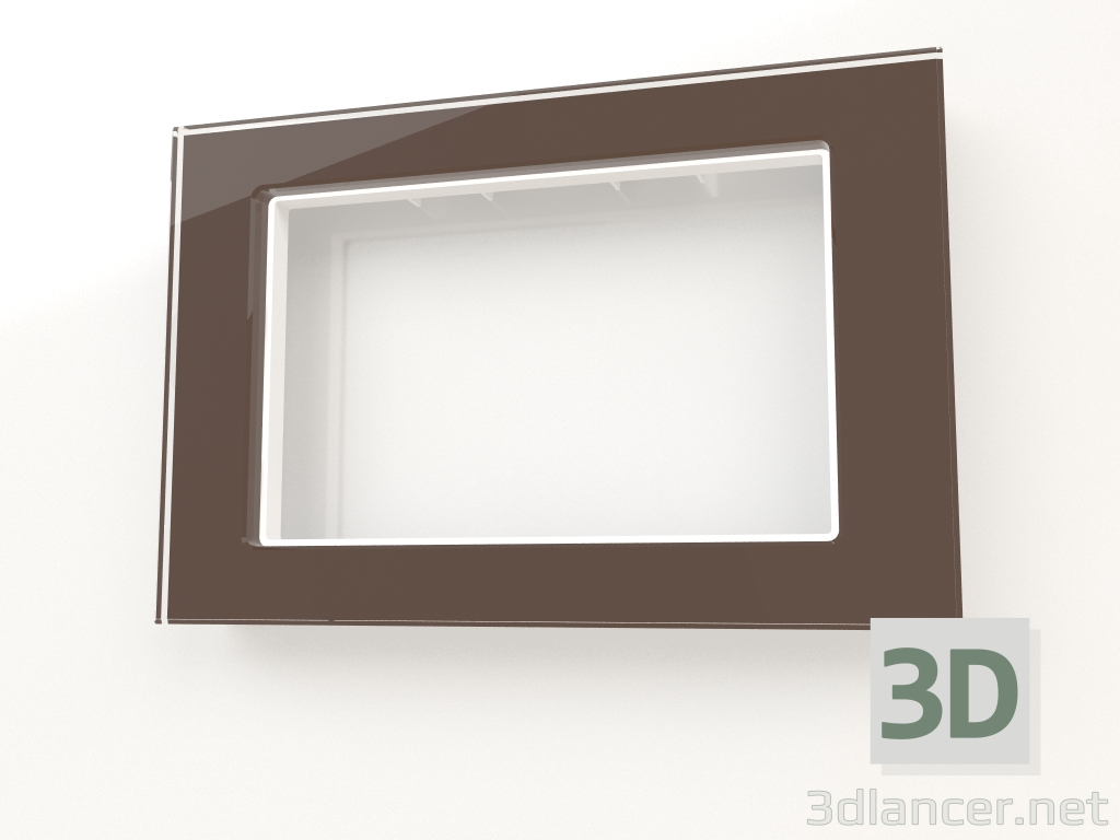 modello 3D Cornice per doppia presa Favorit (moka, vetro) - anteprima