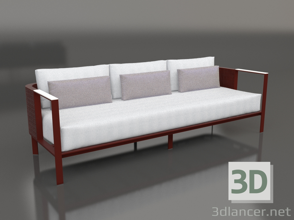 3D modeli 3'lü kanepe (Şarap kırmızısı) - önizleme
