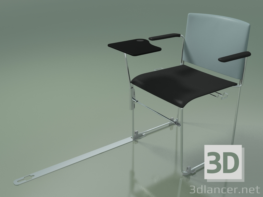 3d model Stackable chair with armrests and accessories 6603 (polypropylene Petrol with second color, CRO) - preview