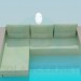3d модель Прямоугольный диван – превью