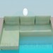 3d model Sofa rectangular - vista previa