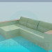 3d model Sofa rectangular - vista previa