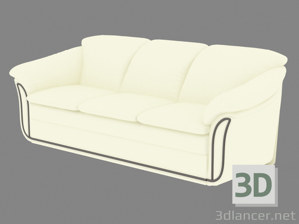 3D modeli Uyuyan klasik deri kanepe - önizleme