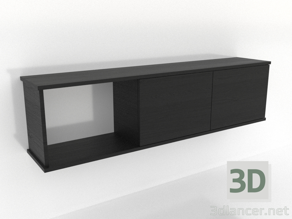modello 3D Mensola sospesa SHELF 7 (con 1 vano aperto a sinistra) 1400 mm (nero RAL 9005) - anteprima modello 3D Mensola sospesa SHELF 7 (con 1 vano aperto a sinistra) 1400 mm (nero RAL 9005) - anteprima