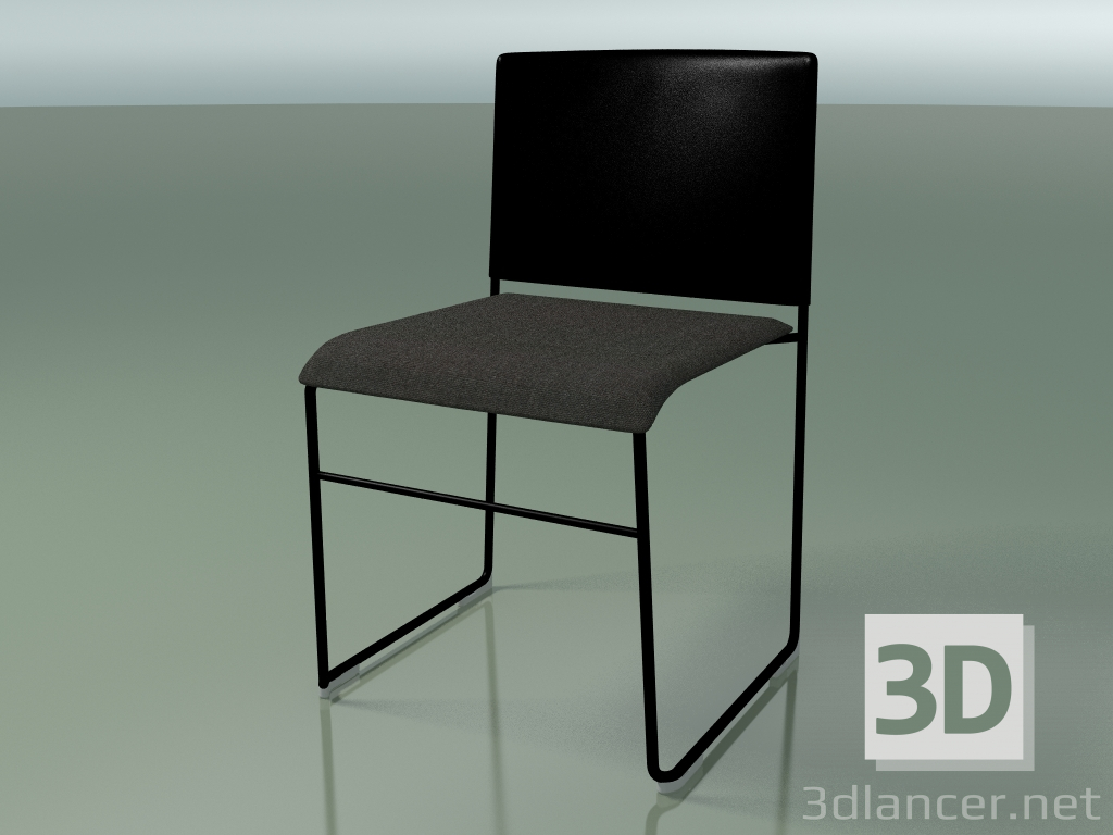 modello 3D Sedia impilabile 6601 (rivestimento seduta, polipropilene Nero, V25) - anteprima