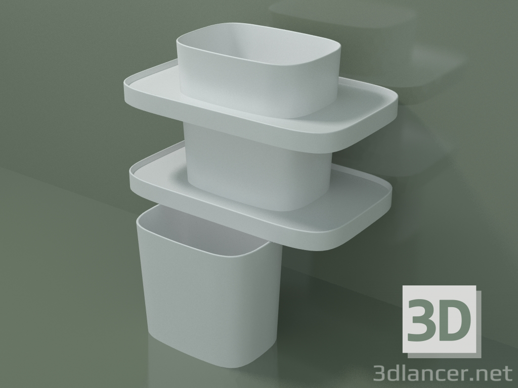3D Modell Wandwaschbecken mit Korbtotem (02FO44304) - Vorschau