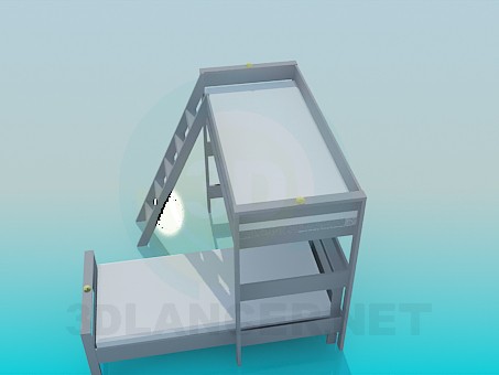 3d model Deck bed with stairs - preview 3d model Deck bed with stairs - preview