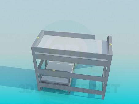 3d model Deck bed with stairs - preview 3d model Deck bed with stairs - preview
