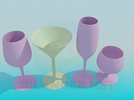 3D Modell Wein- und Sektgläser - Vorschau