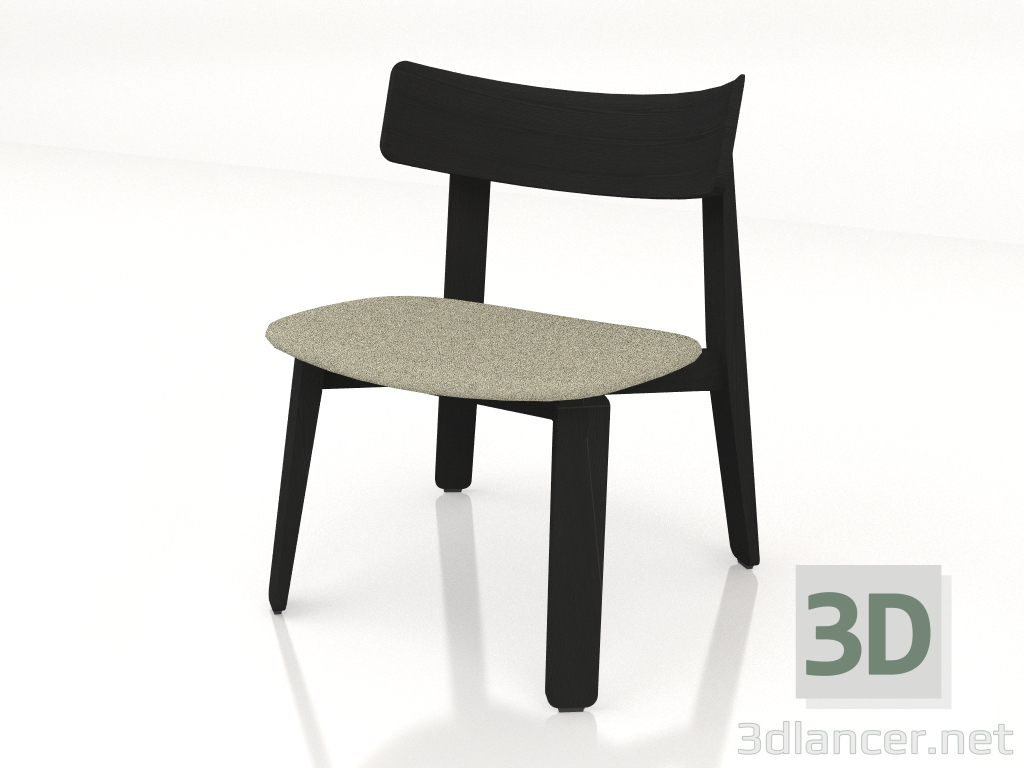 modèle 3D Chaise longue Nora rembourrée en tissu (foncé) - preview