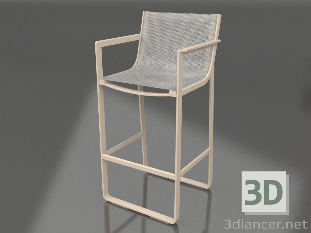modello 3D Sgabello con schienale alto e braccioli (Sabbia) - anteprima