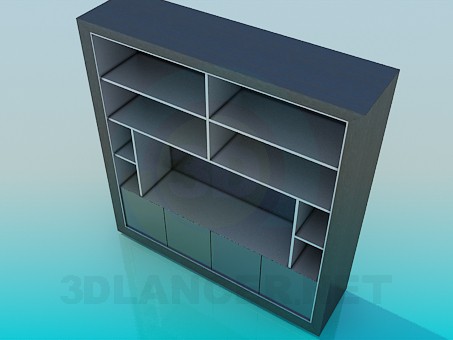 3d модель Шкаф с полками под ТВ – превью 3d модель Шкаф с полками под ТВ – превью