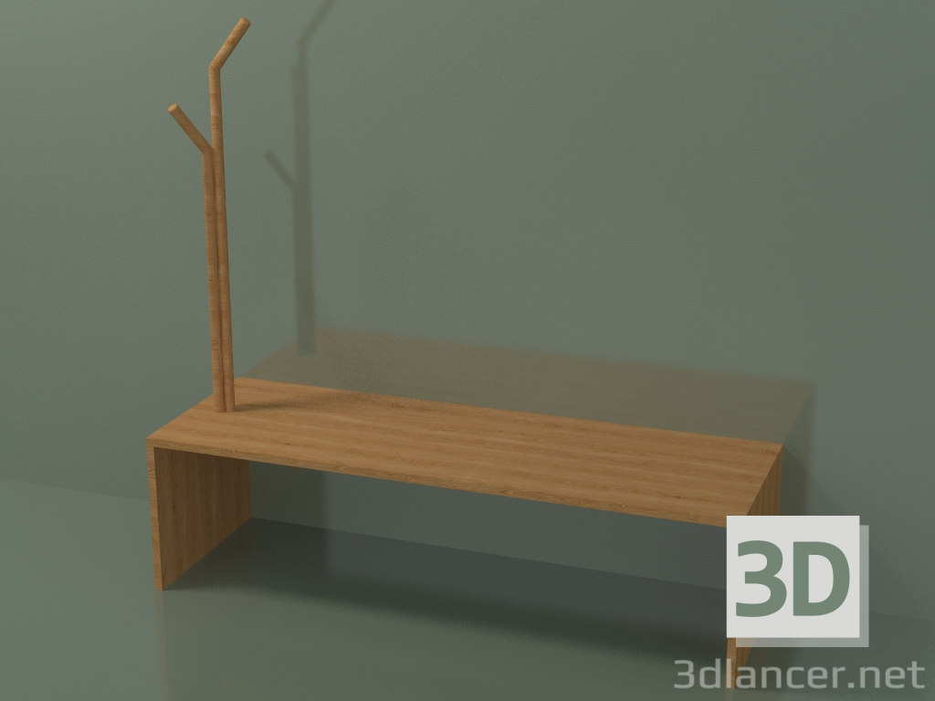 modello 3D Panca lineare con appendiabiti (L 144 cm) - anteprima