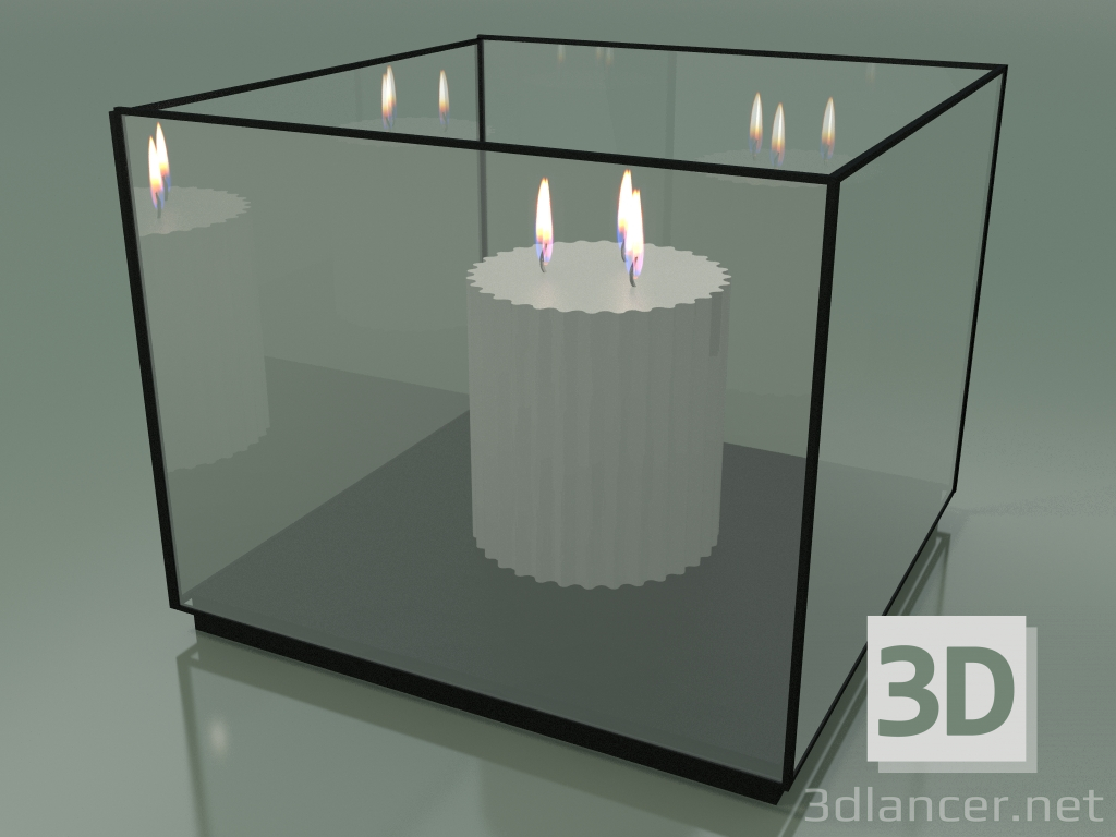 3D Modell Etui zur Aufbewahrung mit einer Dreifachkerze (C205C) - Vorschau