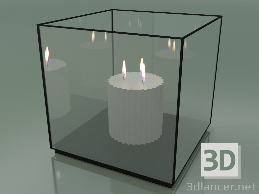 3D Modell Etui zur Aufbewahrung mit einer Dreifachkerze (C205B) - Vorschau