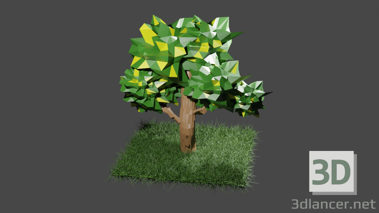 3d model tree, grass - preview